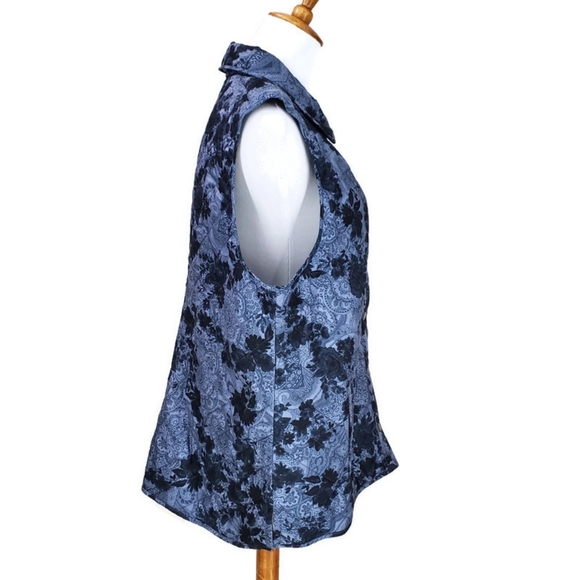 J.Jill Vest Jacket Size L Quilted Floral Paisley Blue Haze - Picture 4 of 12
